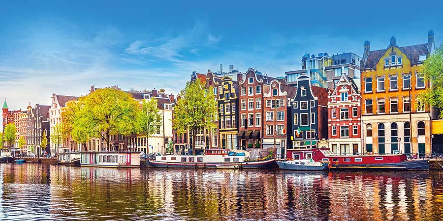 Sightseeing on a canal boat cruise of Amsterdam